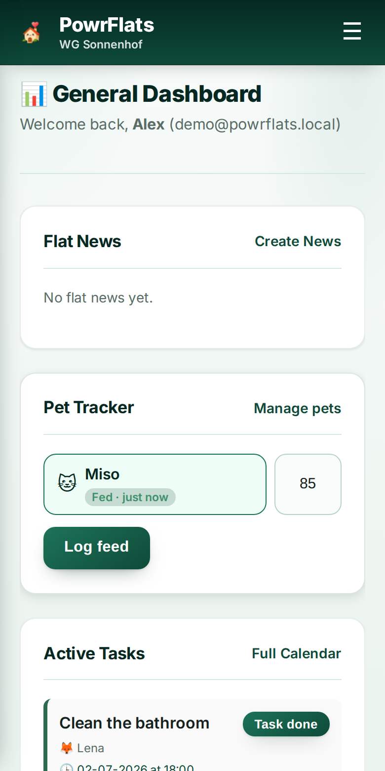 The whole flat, one screen — PowrFlats screenshot