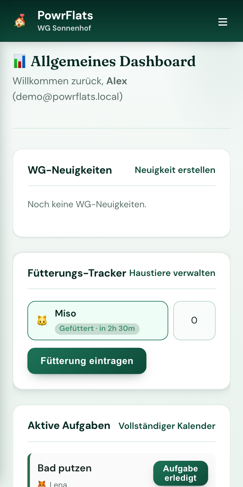 Die ganze WG auf einem Screen — PowrFlats-Screenshot