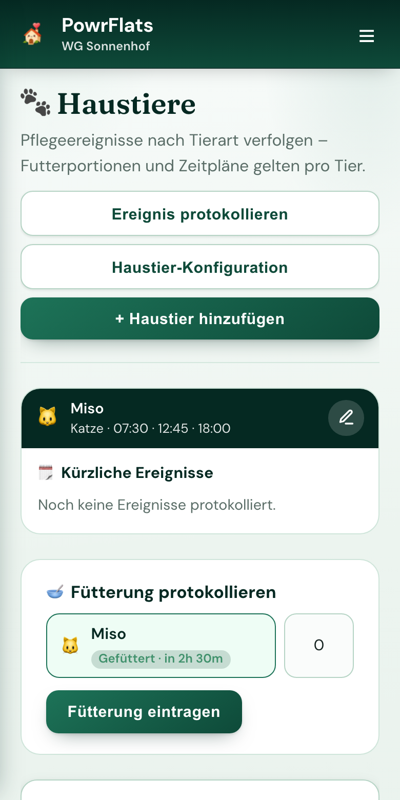 Jedes Haustier bestens versorgt, gemeinsam — PowrFlats-Screenshot