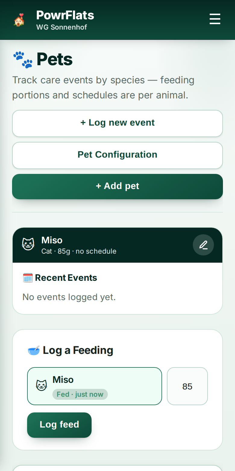 Nobody double-feeds the cat — PowrFlats screenshot